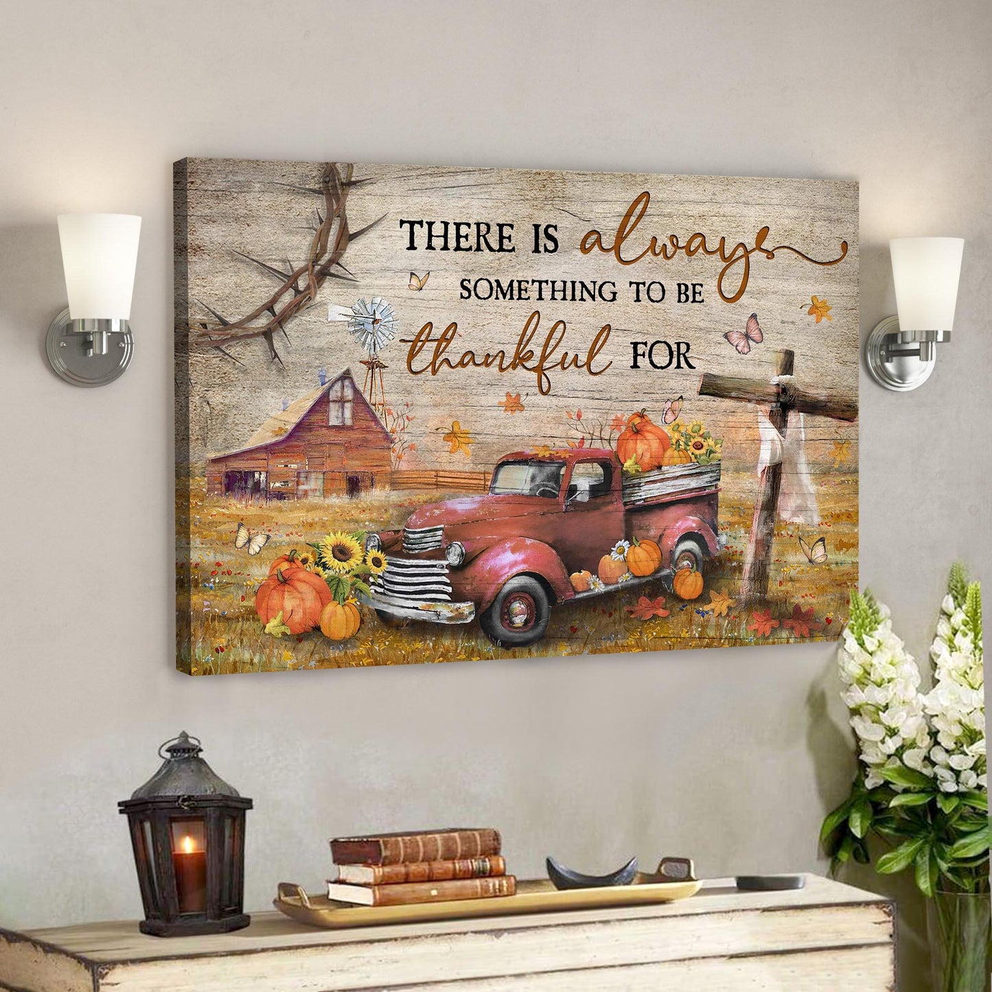 Pumpkin Truck - There Is Always Something To Be Thankful For Canvas Wall Art - Bible Verse Canvas - God Canvas - Scripture Canvas Wall Art - Ciaocustom