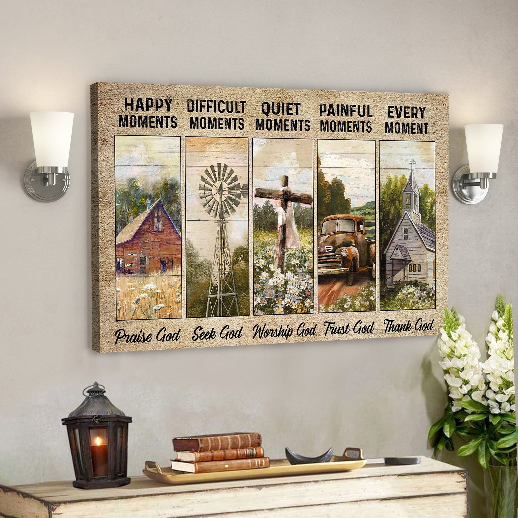 Beautiful Farm Land - Every Moment Thank God - Bible Verse Canvas - God Canvas - Scripture Canvas Wall Art - Ciaocustom