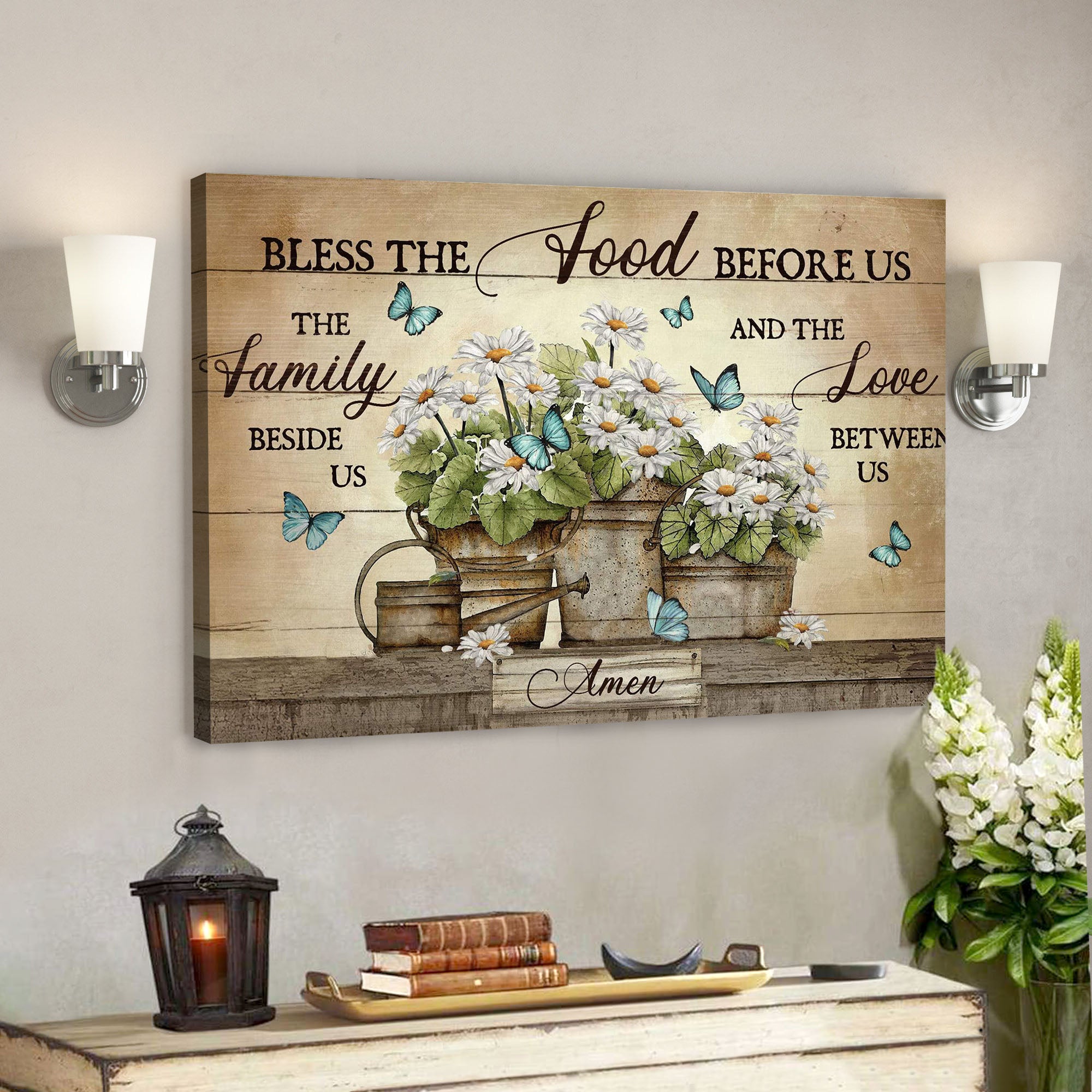 Bless The Food Before Us The Family Beside Us - Bible Verse Canvas - God Canvas - Scripture Canvas Wall Art - Ciaocustom