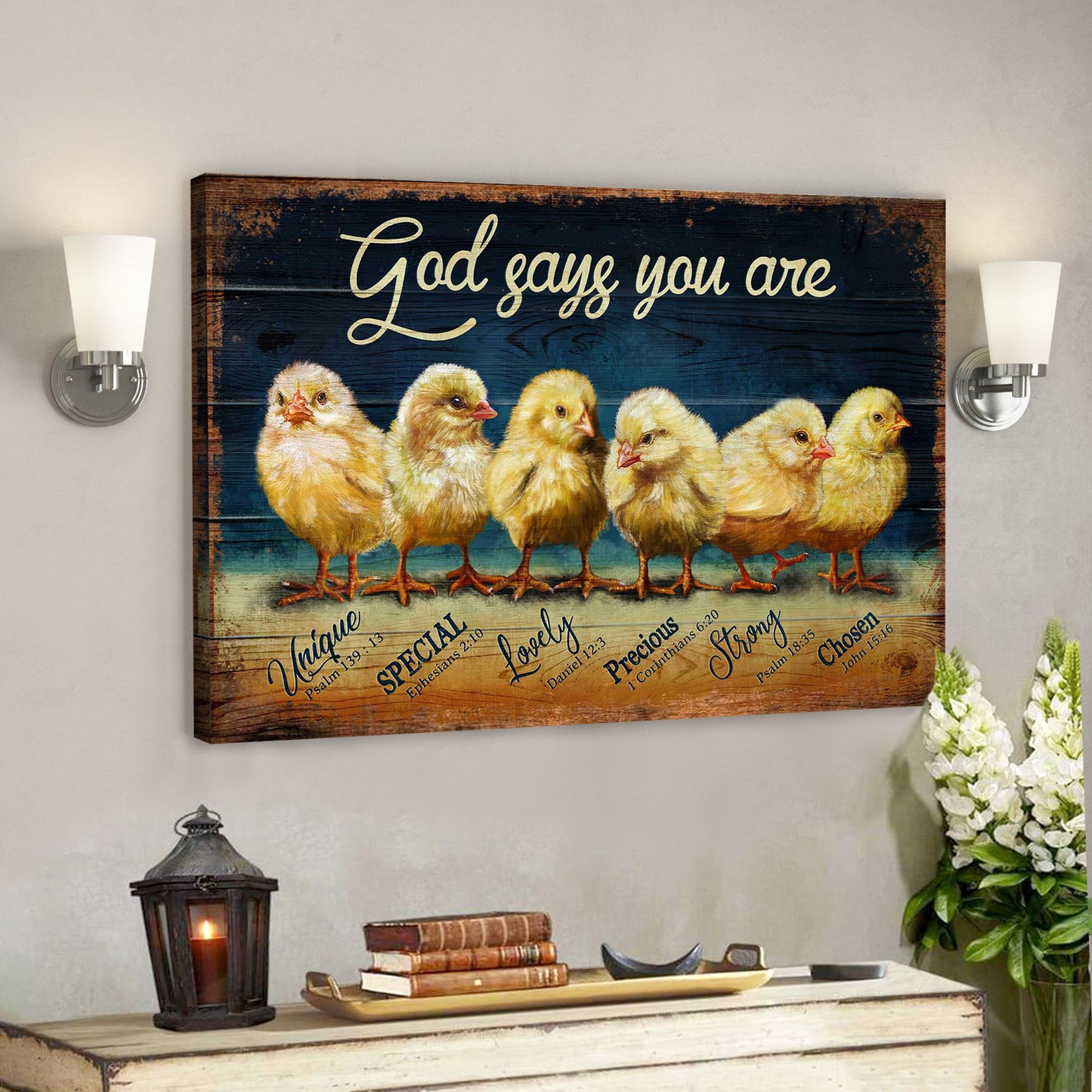 Chicks - God says you are - Bible Verse Canvas - God Canvas - Scripture Canvas Wall Art - Ciaocustom