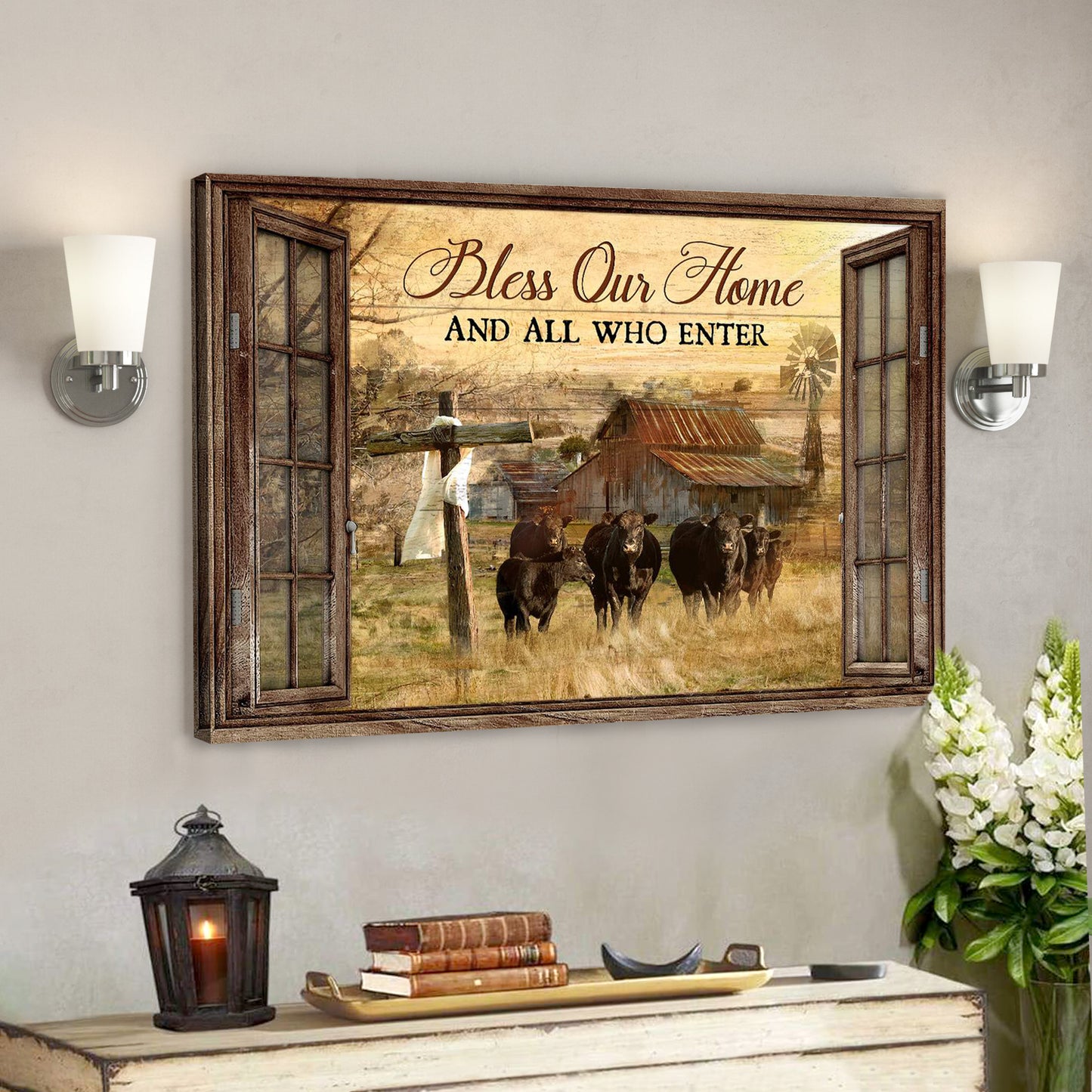 Window Barn And Tranquil Farm - Bless On Home Who Are Enter Canvas Wall Art - Bible Verse Canvas - God Canvas - Scripture Canvas Wall Art - Ciaocustom