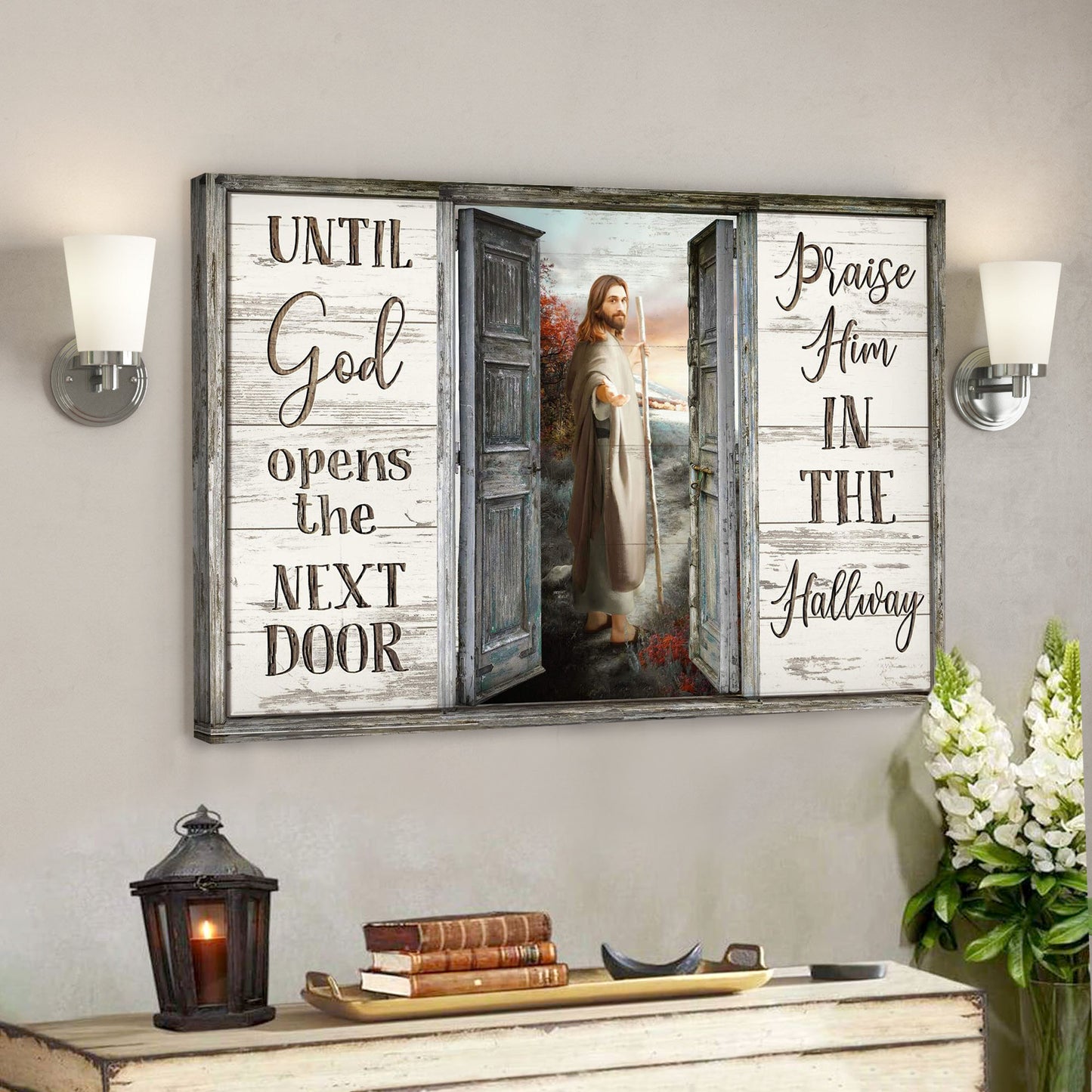 Take His Hand - Until God Opens The Next Door - Bible Verse Canvas - God Canvas - Scripture Canvas Wall Art - Ciaocustom