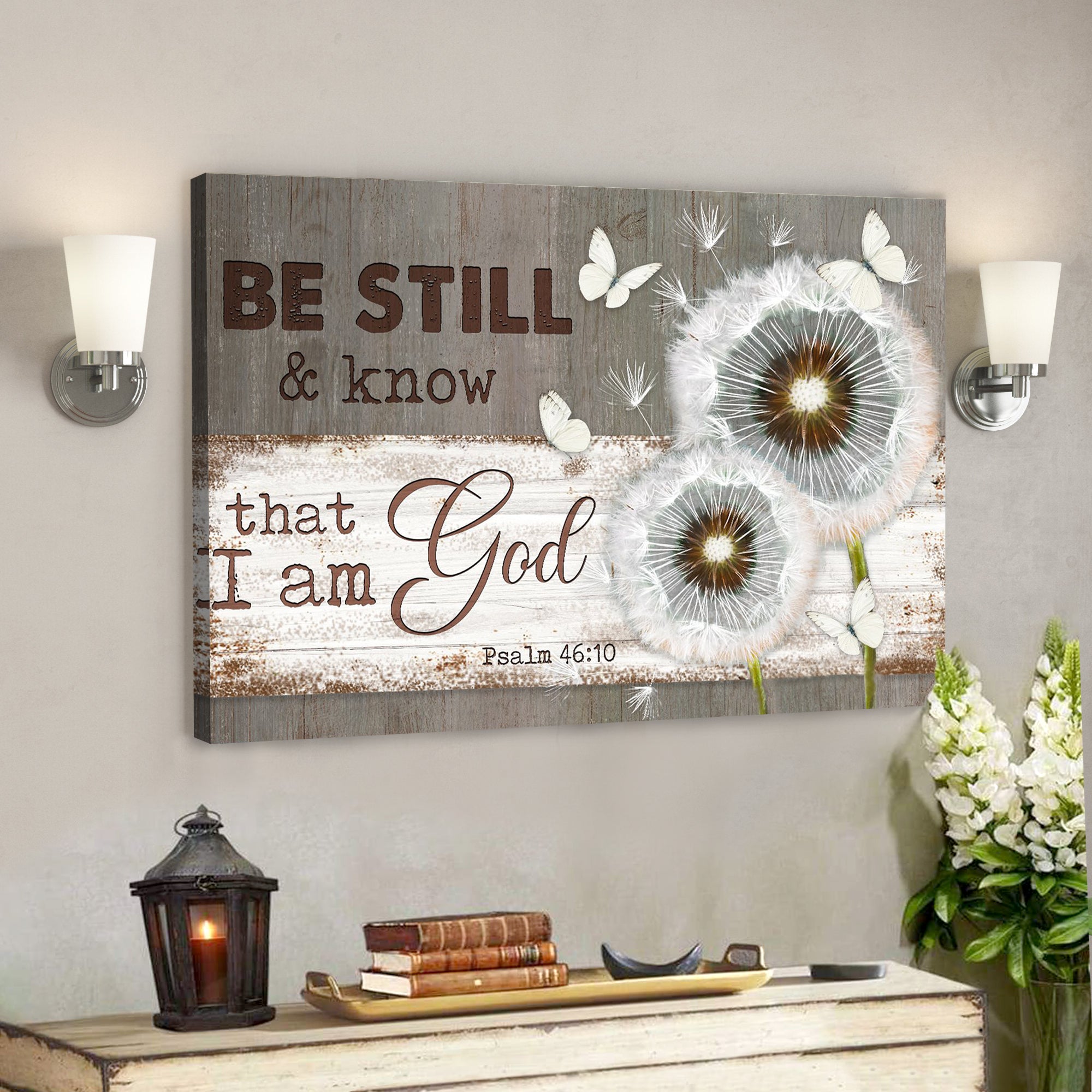 Dandelion And Butterflies - Be Still And Know That I Am God - Bible Verse Canvas - God Canvas - Scripture Canvas Wall Art - Ciaocustom
