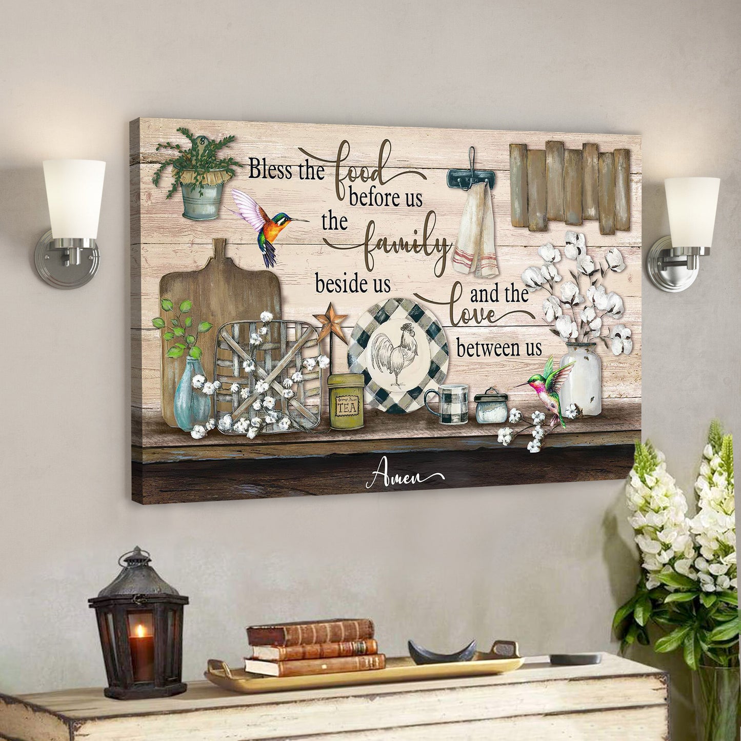 Bless The Food Before Us The Family Beside Us - The Love Between Us  - Bible Verse Canvas - God Canvas - Scripture Canvas Wall Art - Ciaocustom