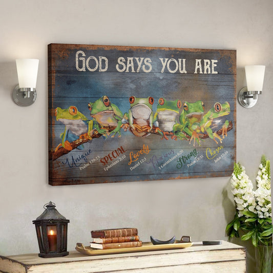 Bible Verse Wall Art Canvas - God Canvas - Frog - God Says You Are Canvas - Ciaocustom