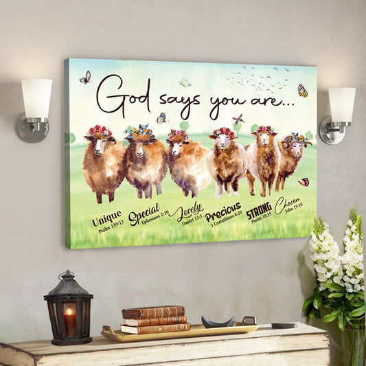 God Canvas - Bible Verse Canvas - God Says You Are Chosen - Lovely Lamb Canvas - Scripture Canvas - Ciaocustom