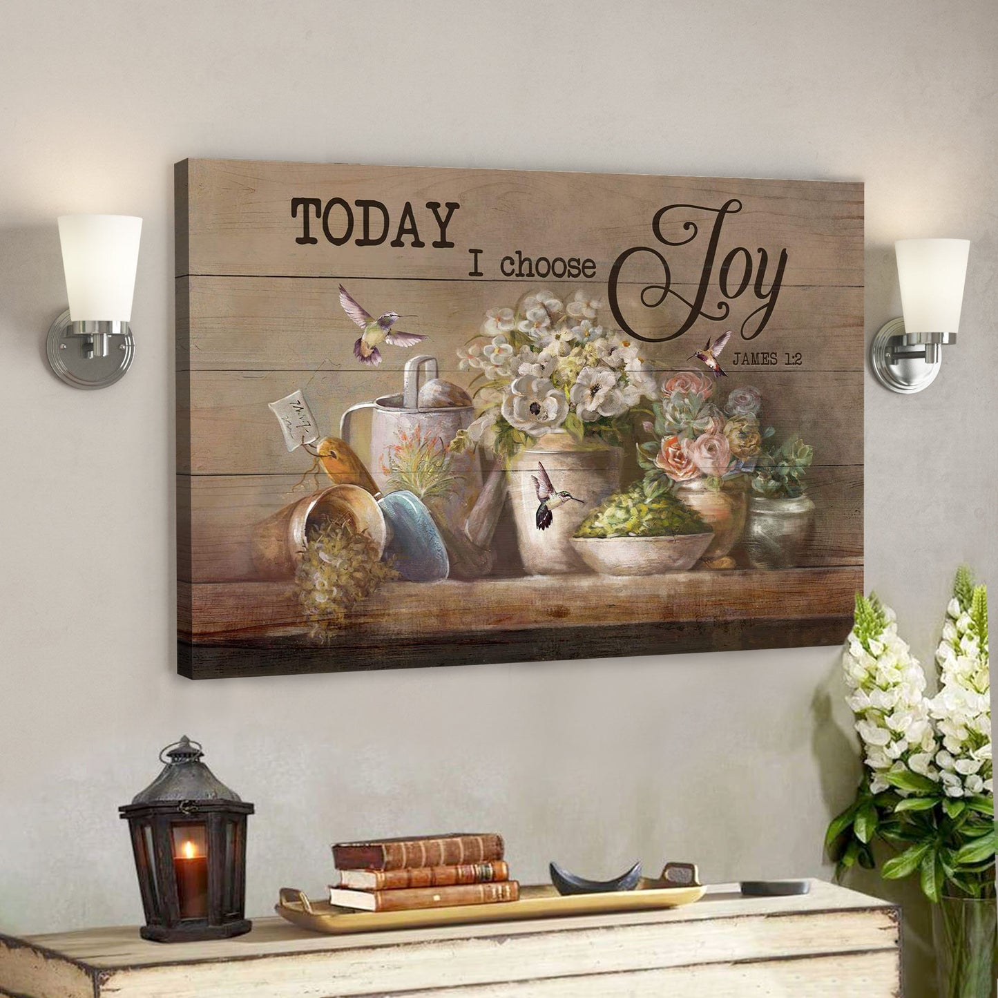 Garden Tools With Flower Vases - Today I Choose Joy - Bible Verse Canvas - Scripture Canvas Wall Art - Ciaocustom