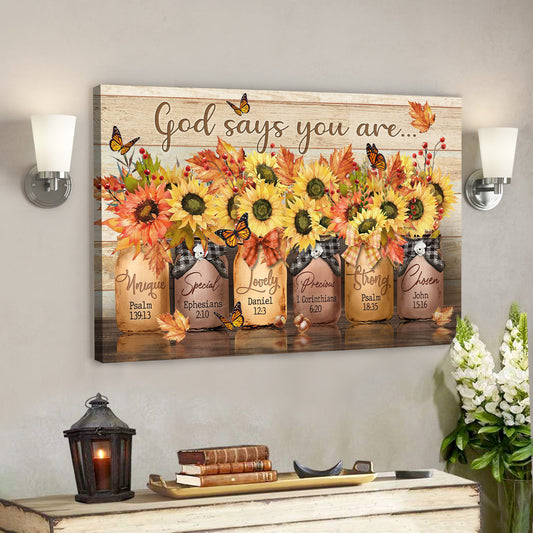 Bible Verse Canvas - God Canvas - Autumn Sunflower - God Says You Are Canvas Wall Art - Scripture Canvas Wall Art- Ciaocustom