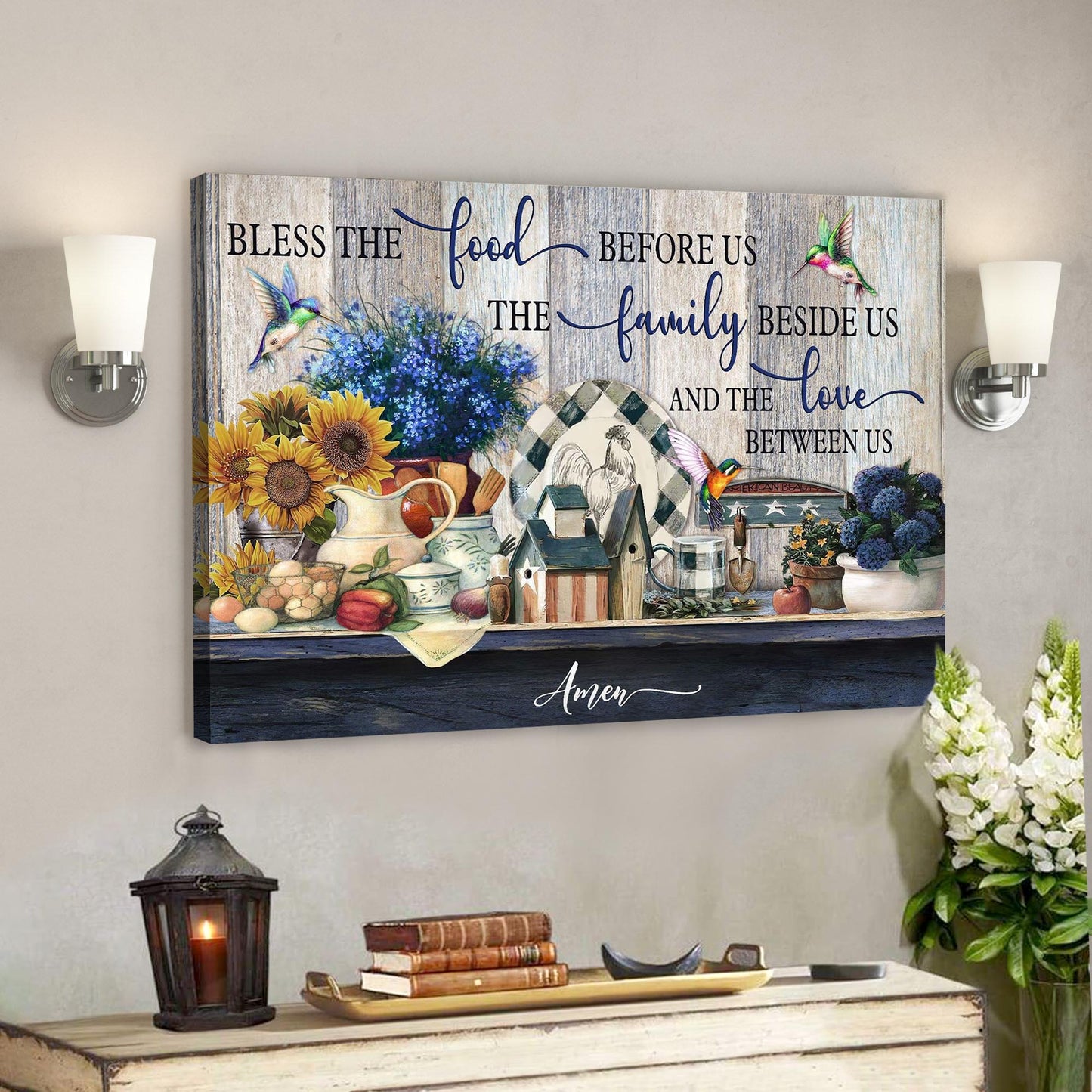 Beautiful Dinner Table - Bless The Food Before Us And The Love Between Us Canvas Wall Art - Bible Verse Canvas - God Canvas - Scripture Canvas Wall Art - Ciaocustom