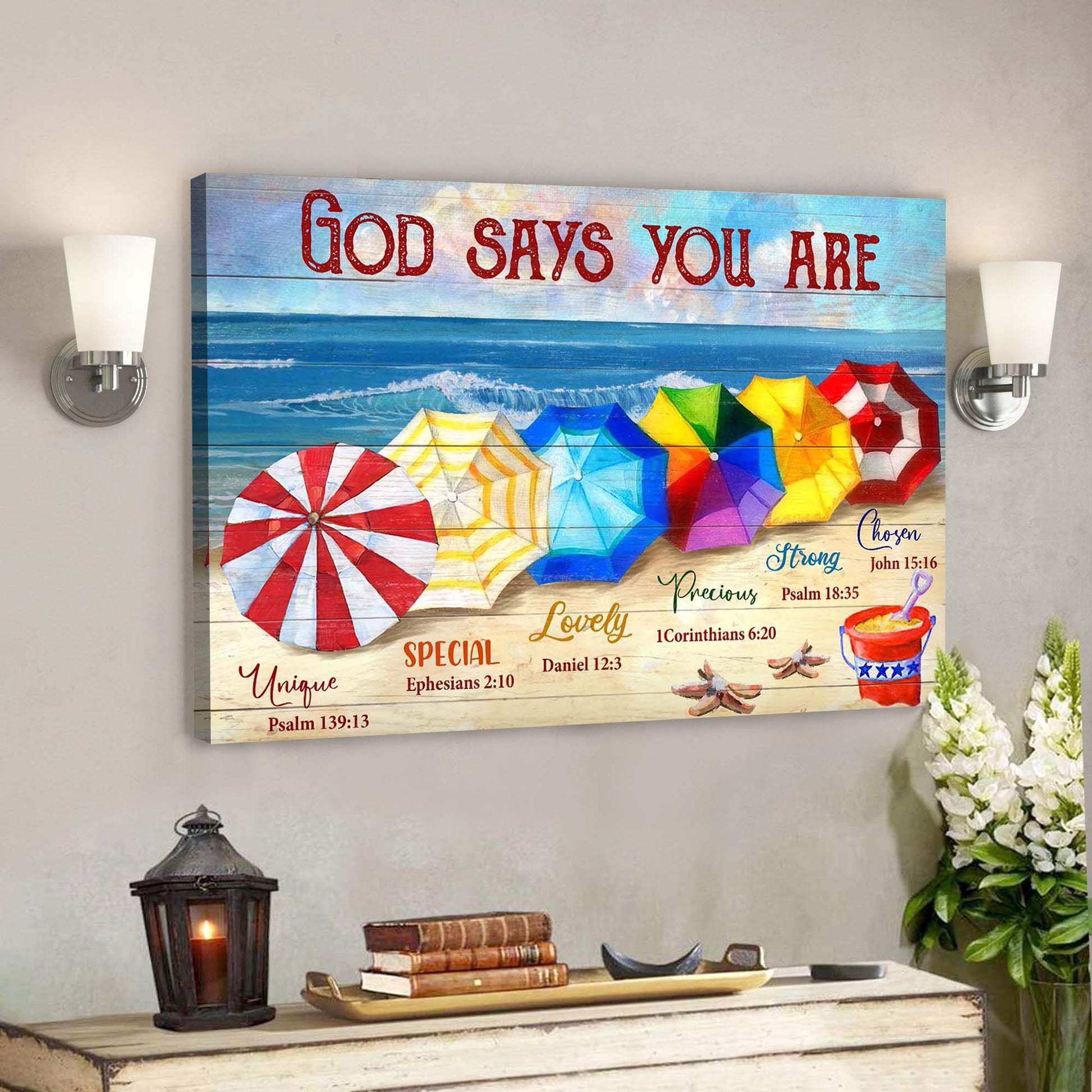 Colorful Umbrella - God Says You Are Canvas Wall Art - Bible Verse Canvas - God Canvas - Scripture Canvas Wall Art - Ciaocustom