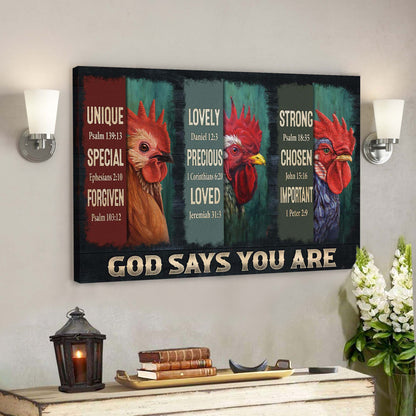 Amazing Chicken - God Says You Are Canvas Wall Art - Bible Verse Canvas - God Canvas - Scripture Canvas Wall Art - Ciaocustom