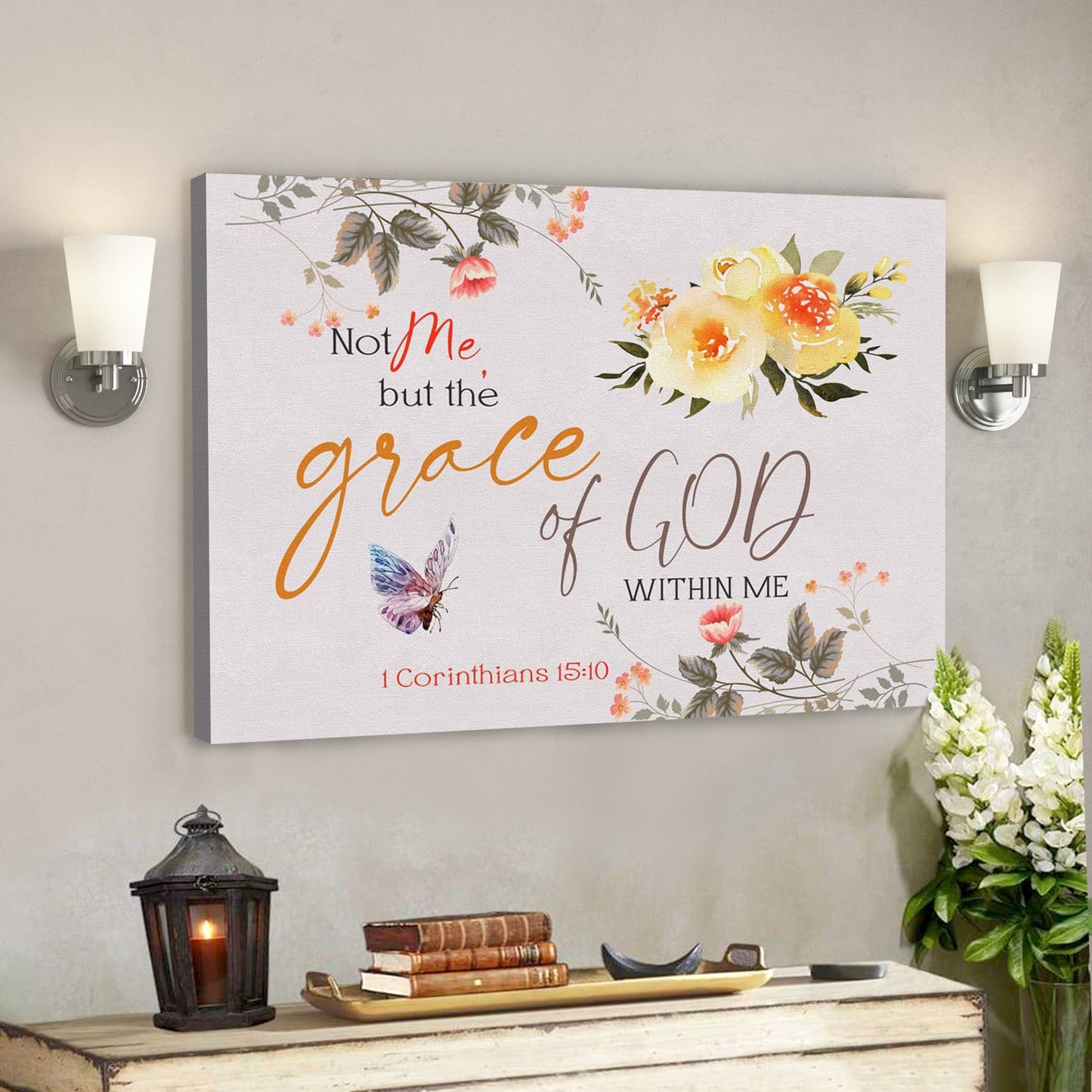 Bible Verse Canvas - God Canvas - 1 Corinthians 1510 Not Me But The Grace Of God Within Me Canvas  - Scripture Canvas Wall Art - Ciaocustom