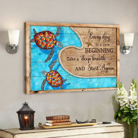 Colorful Turtle Pattern - Everyday Is New Beginning - Bible Verse Canvas - Scripture Canvas Wall Art - Ciaocustom