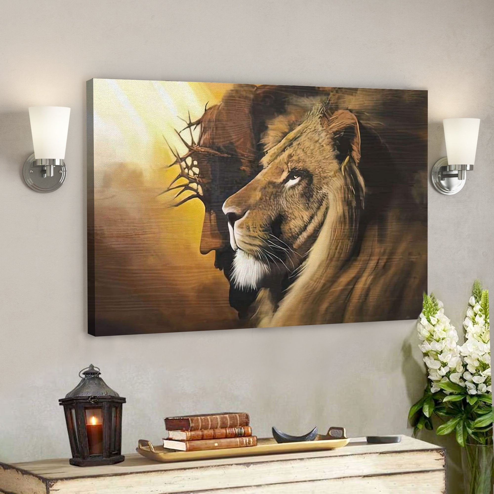 Jesus and Lion Canvas Wall Art