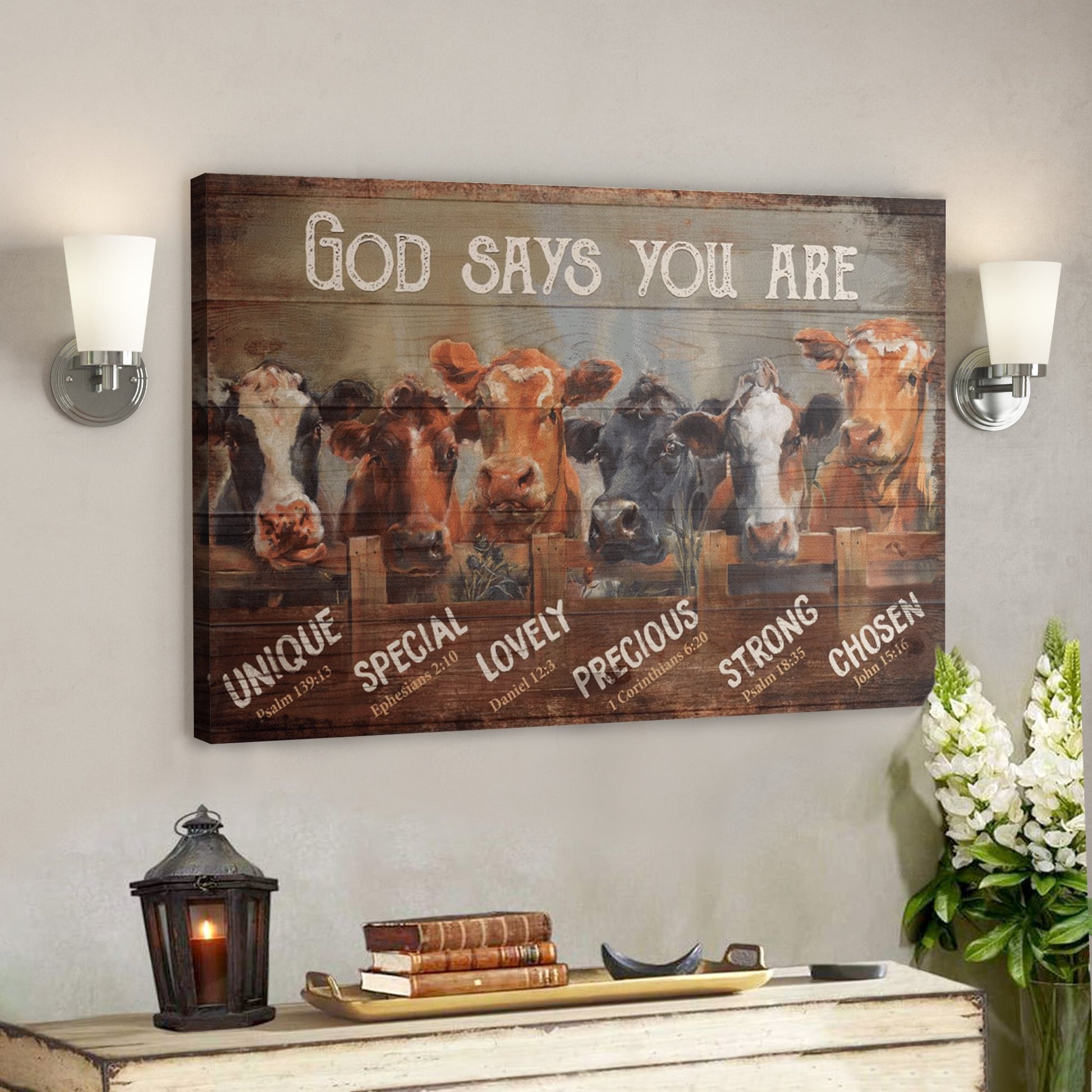Bible Verse Wall Art Canvas - God Canvas - Cow - God Says You Are 1 Canvas - Ciaocustom