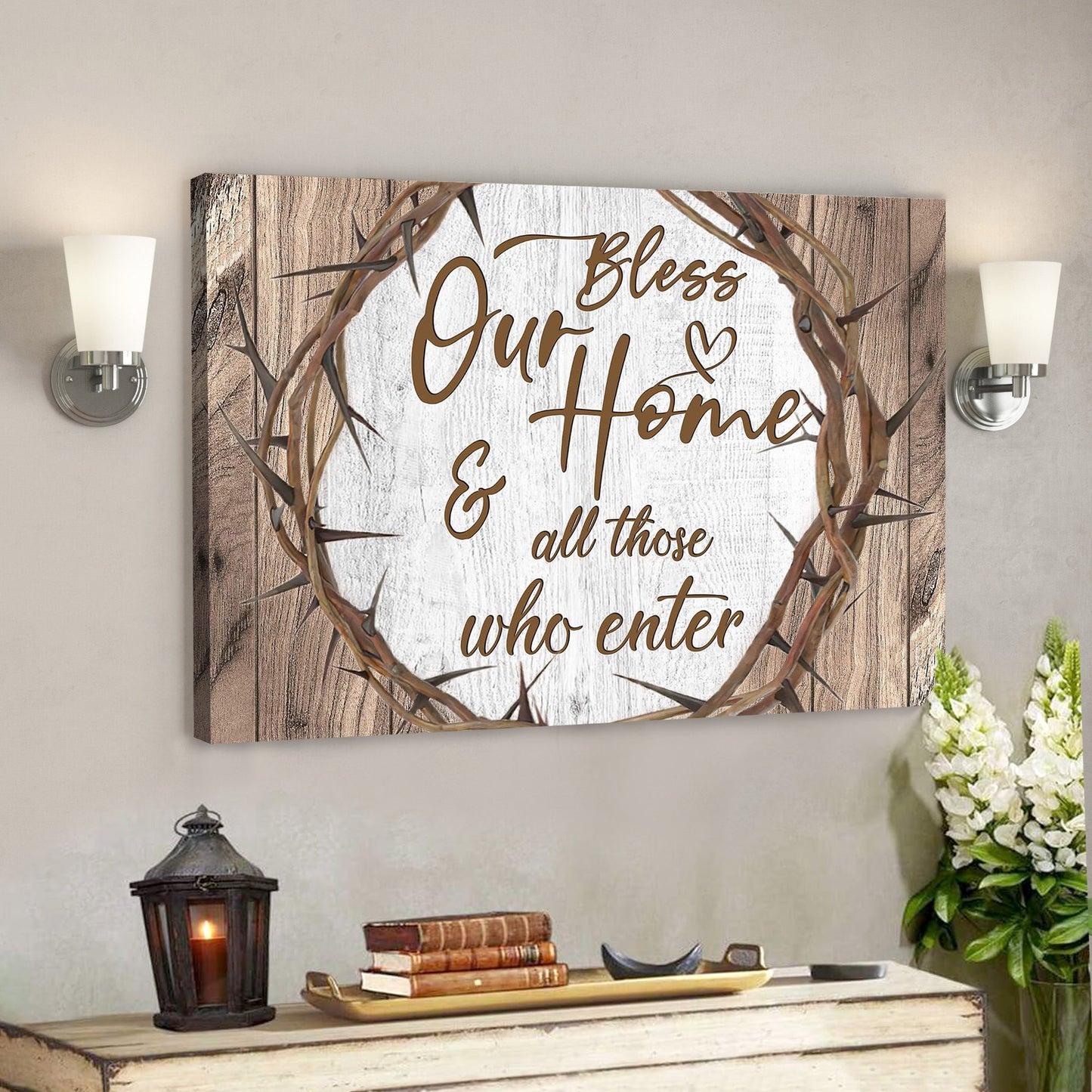 Bless Our Home And All Those Who Enter - Bible Verse Canvas - God Canvas - Scripture Canvas Wall Art - Ciaocustom