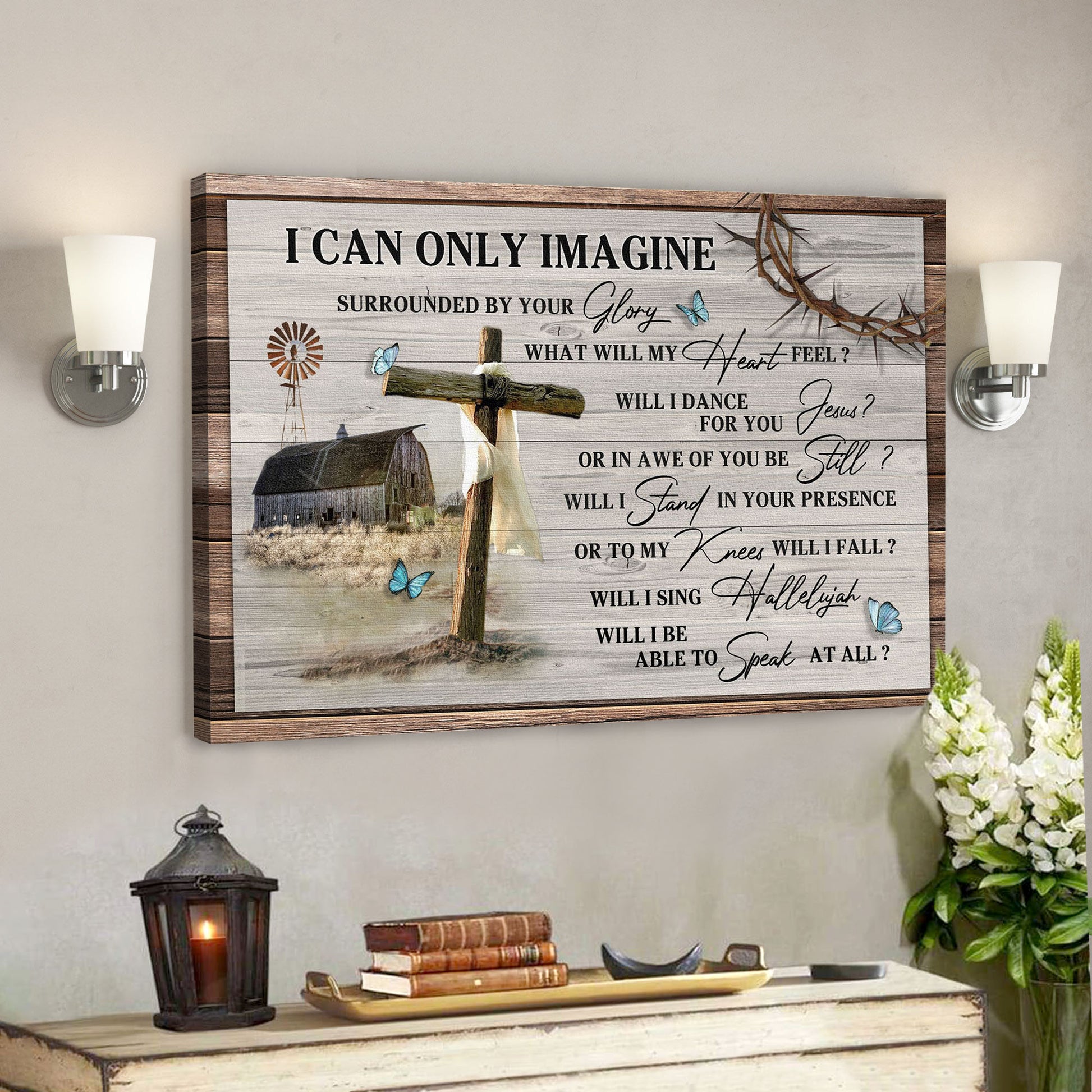 The Cross And Farm - I Can Only Imagine - Bible Verse Canvas - God Canvas - Scripture Canvas Wall Art - Ciaocustom