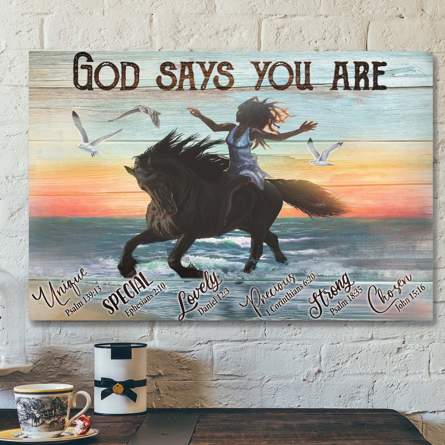 Girl Riding Horse - God Says You Are Canvas Wall Art - Bible Verse Canvas - Scripture Canvas Wall Art - Ciaocustom