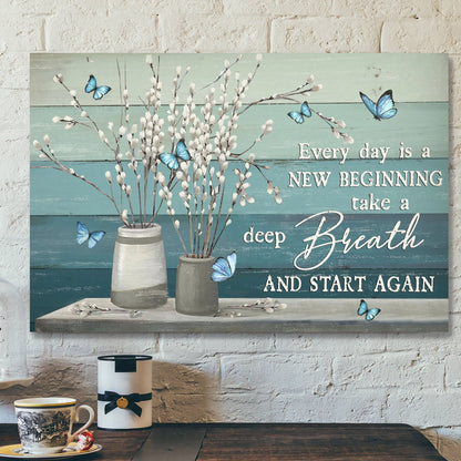 Jesus God Horizontal Canvas Prints - God Wall Art - Every Day Is A New Beginning - Blue Butterfly - Ciaocustom