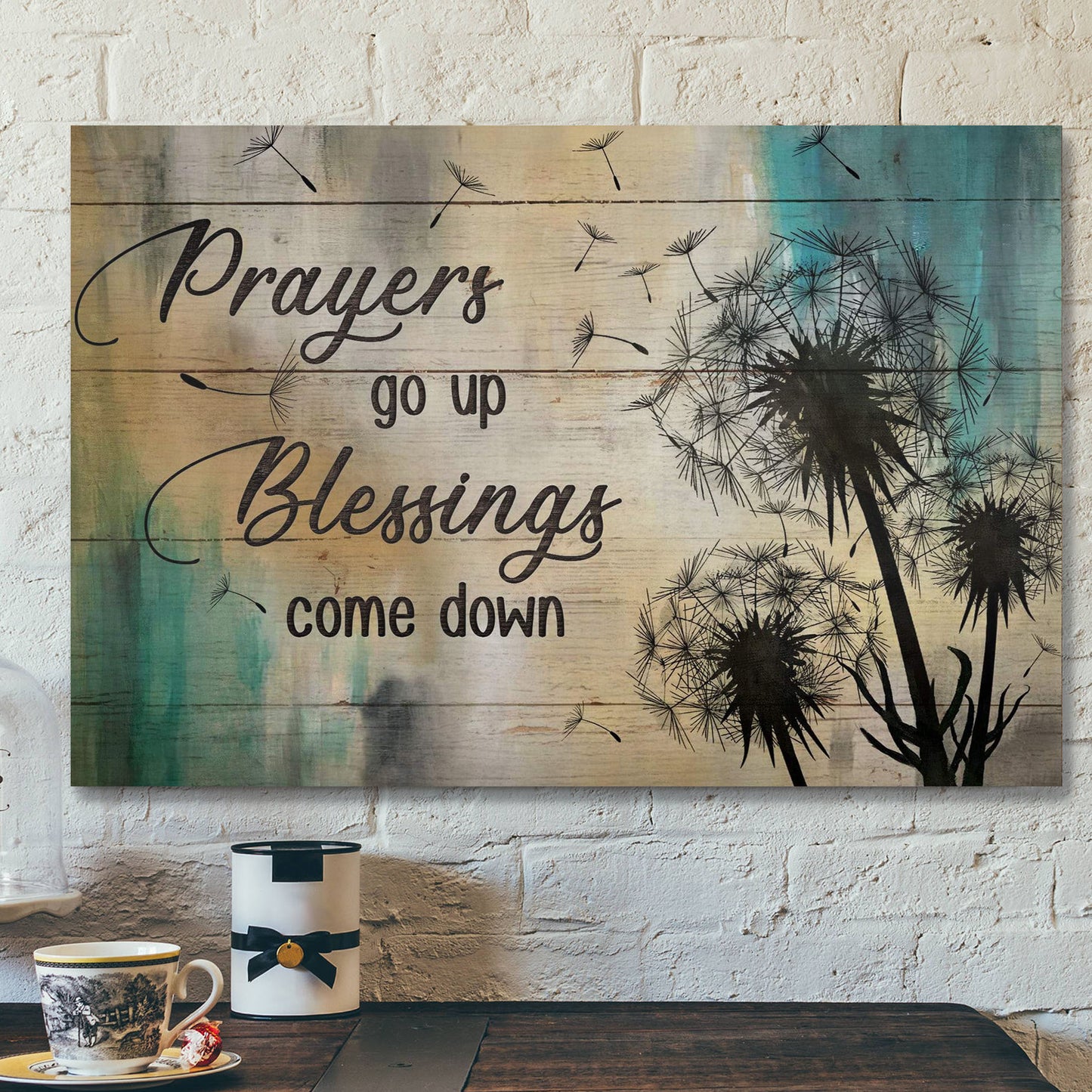 Dandelion - Prayers Go Up Blessings Come Down - Bible Verse Canvas - Scripture Canvas Wall Art - Ciaocustom