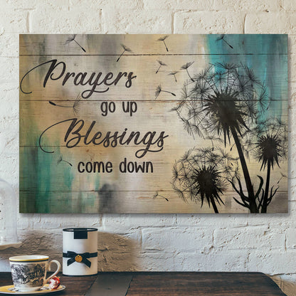 Dandelion - Prayers Go Up Blessings Come Down - Bible Verse Canvas - Scripture Canvas Wall Art - Ciaocustom