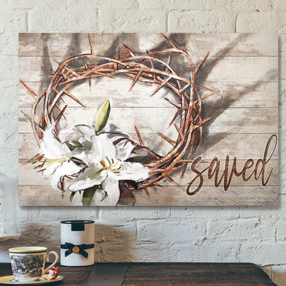 Bible Verse Canvas - Amazing Crown Of Thorns And Lilies Canvas Wall Art - Scripture Canvas Wall Art- Ciaocustom