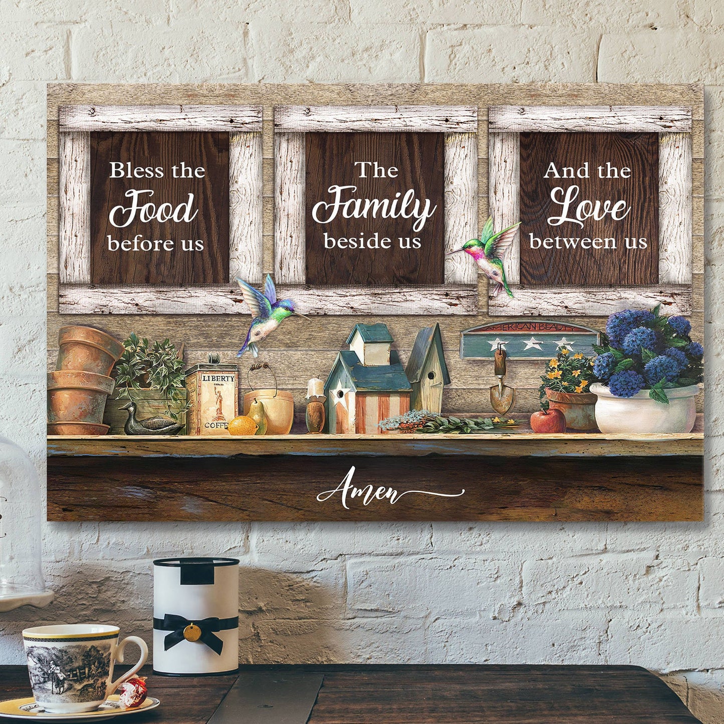 Jesus Landscape Canvas Print - God Wall Art - Bless The Food Before Us - Ciaocustom