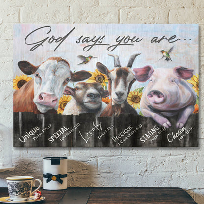 Farm – God Says You Are - Bible Verse Canvas - Scripture Canvas Wall Art - Ciaocustom