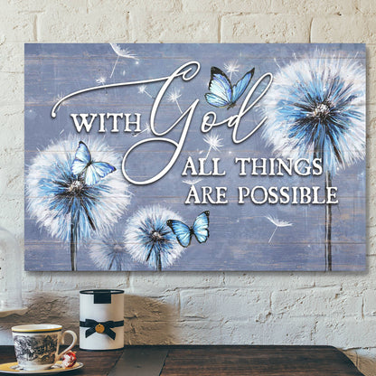 With God Every Are Possible - Bible Verse Canvas - Scripture Canvas Wall Art - Ciaocustom