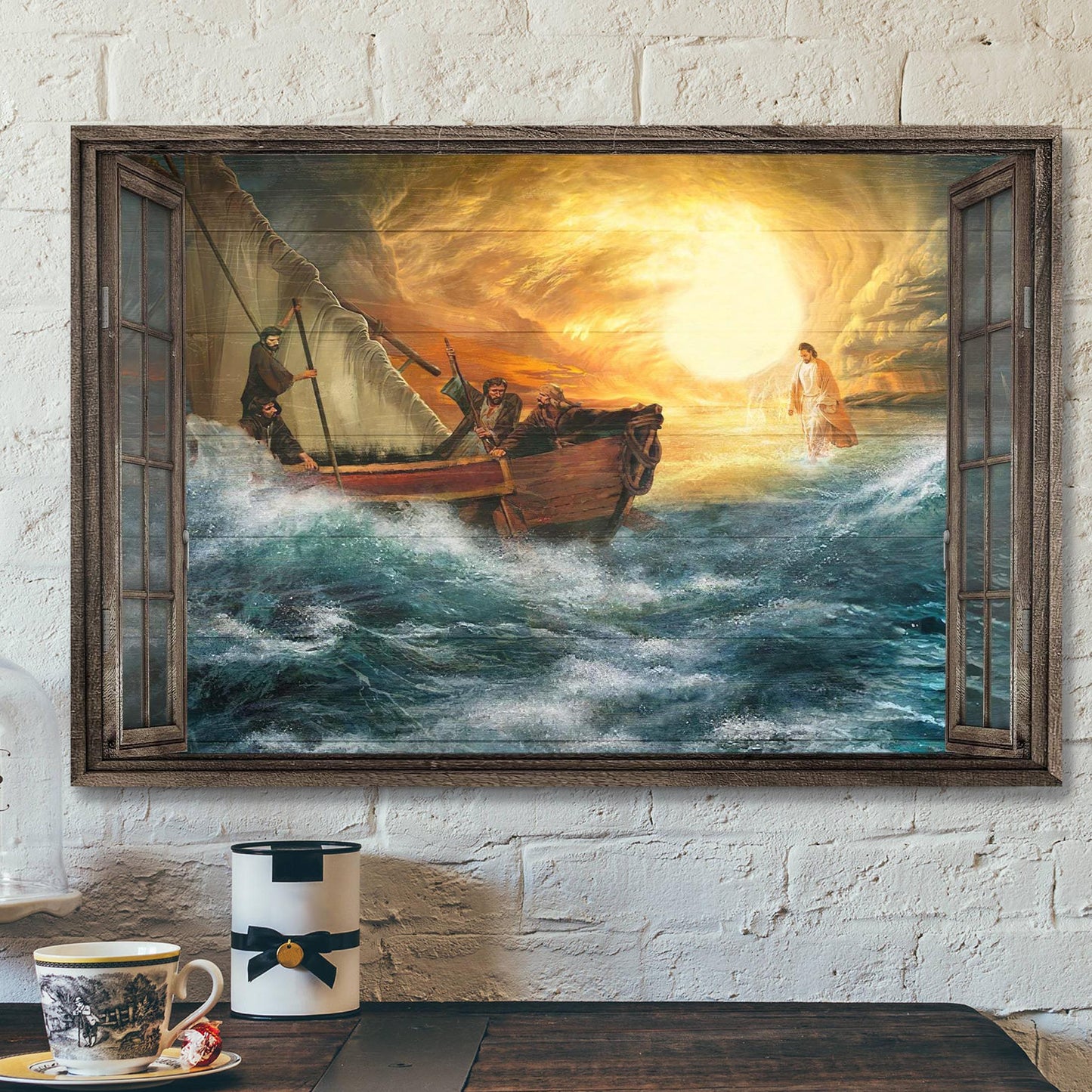 Jesus Guides Us Through Storm Canvas Wall Art - Bible Verse Canvas - Scripture Canvas Wall Art - Ciaocustom