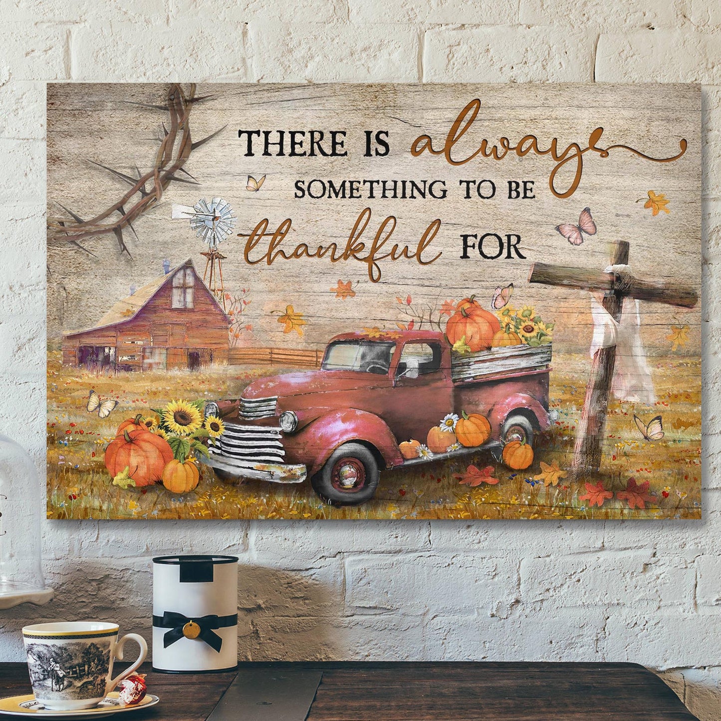 Pumpkin Truck - There Is Always Something To Be Thankful For Canvas Wall Art - Bible Verse Canvas - Scripture Canvas Wall Art - Ciaocustom