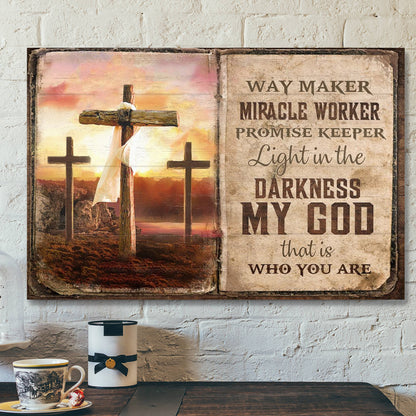Christian Canvas Wall Art - The Old Rugged Crosses - Sunset Painting - My God Is The Light In The Darkness - Ciaocustom