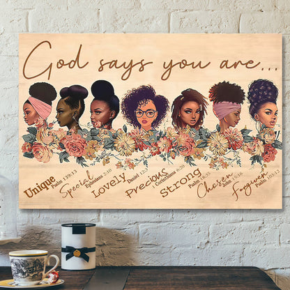 Jesus God Horizontal Canvas Prints - God Wall Art - God Says You Are - Black African Women Pride - Black Queens - Ciaocustom