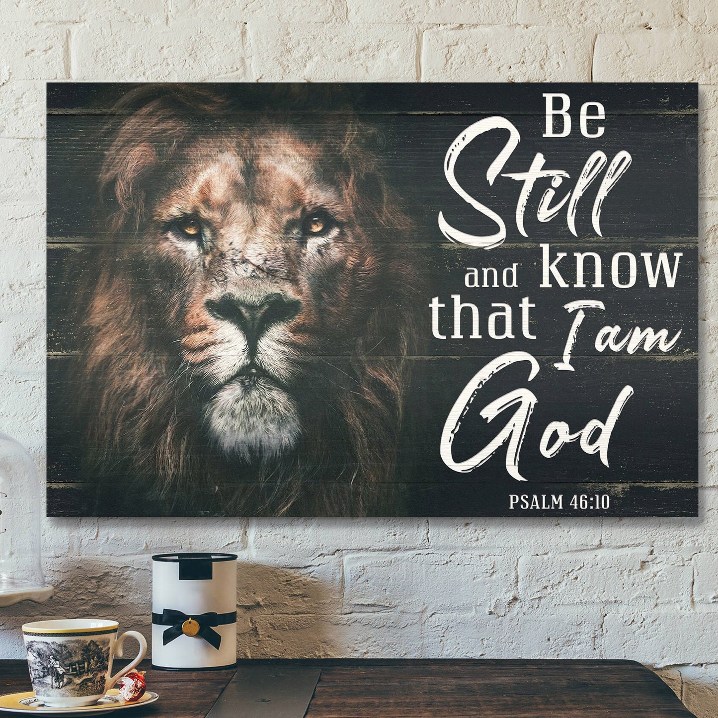 Lion Canvas - Be Still And Know That I Am God Canvas Wall Art - Bible Verse Canvas - Scripture Canvas Wall Art - Ciaocustom