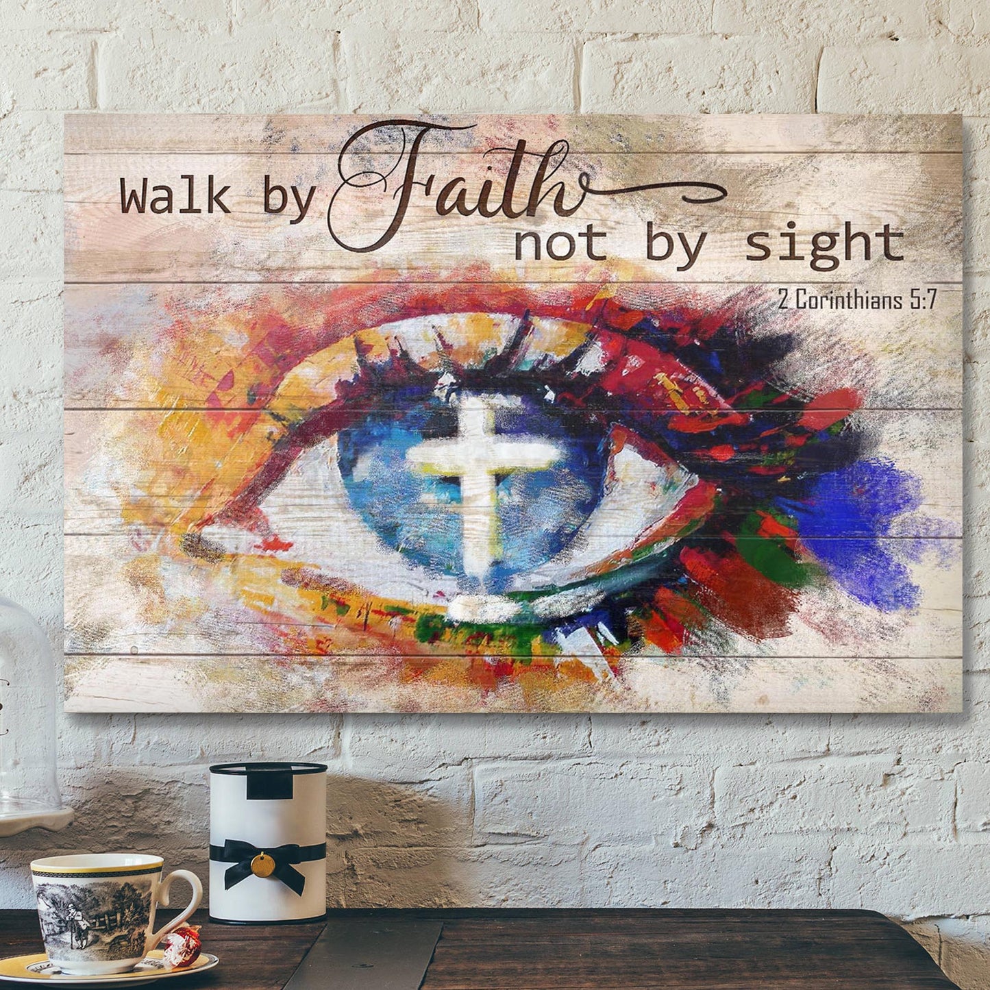 Stunning Eyes - Walk By Faith Not By Sight - Bible Verse Canvas - Scripture Canvas Wall Art - Ciaocustom