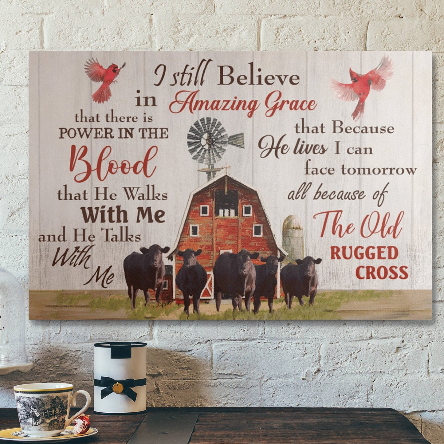 Bible Verse Wall Art Canvas - Cow - I Still Believe In Amazing Grace Canvas - Ciaocustom