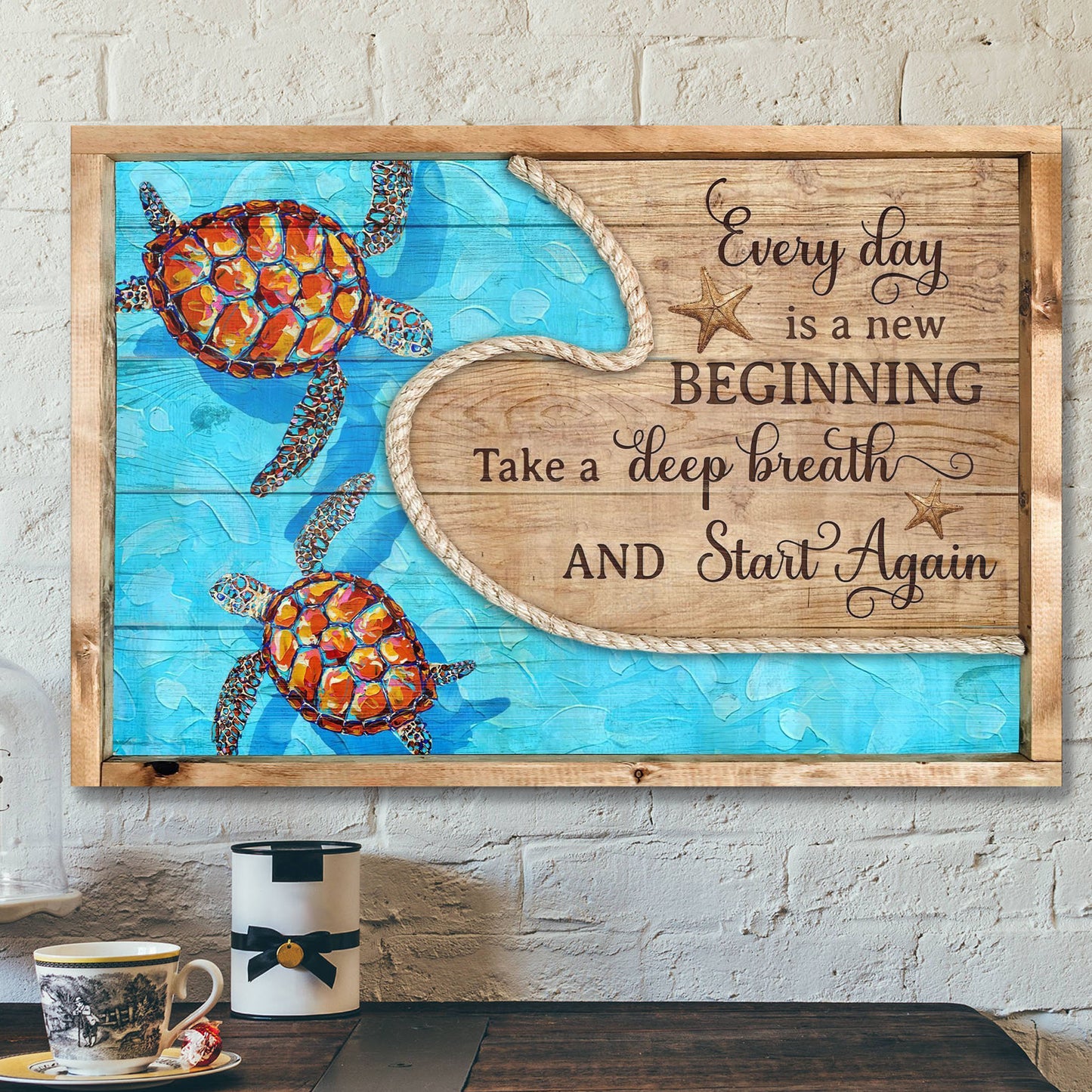 Colorful Turtle Pattern - Everyday Is New Beginning - Bible Verse Canvas - Scripture Canvas Wall Art - Ciaocustom