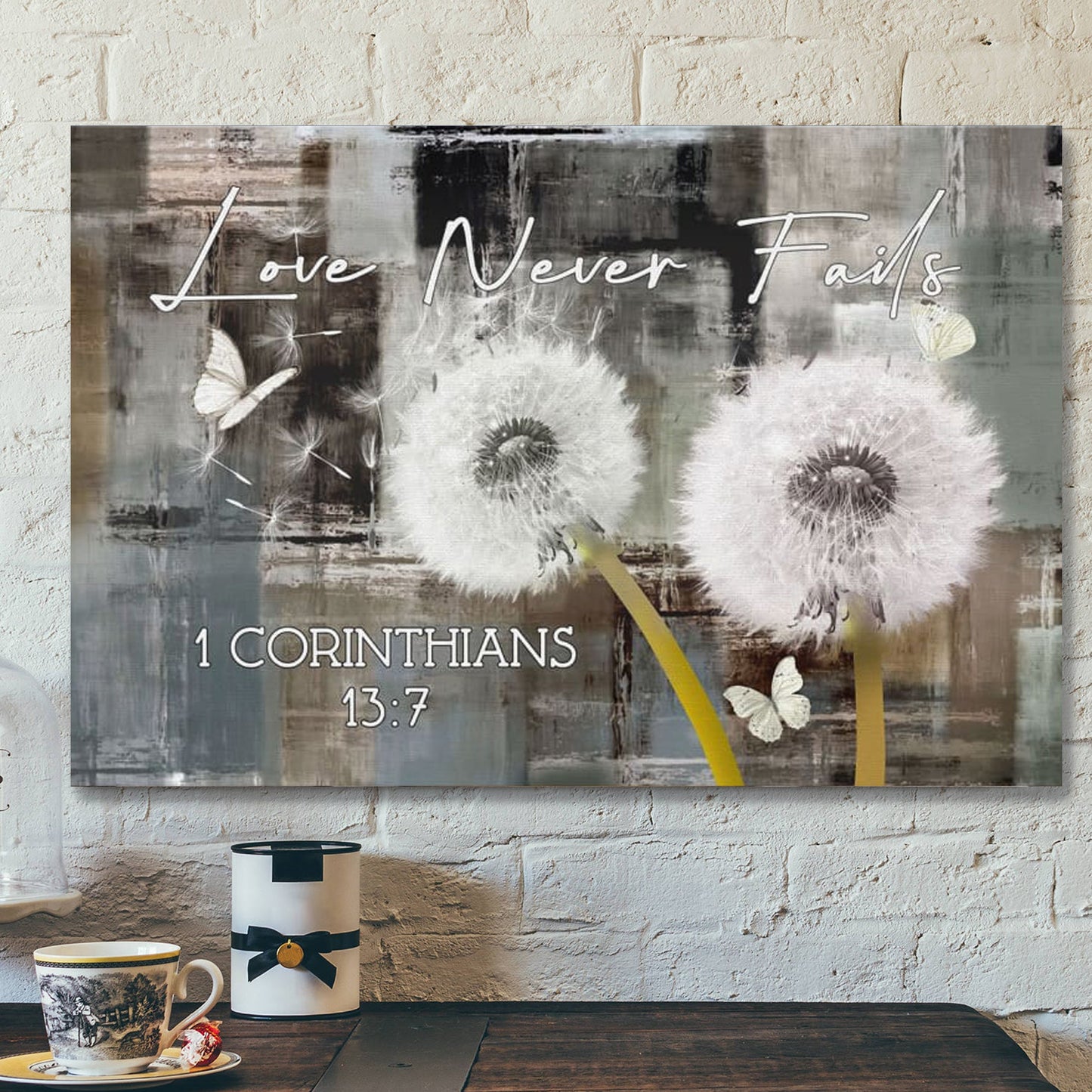 Bible Verse Canvas - Love Never Fails 1 Corinthians 137 Canvas Print - Scripture Canvas Wall Art - Ciaocustom