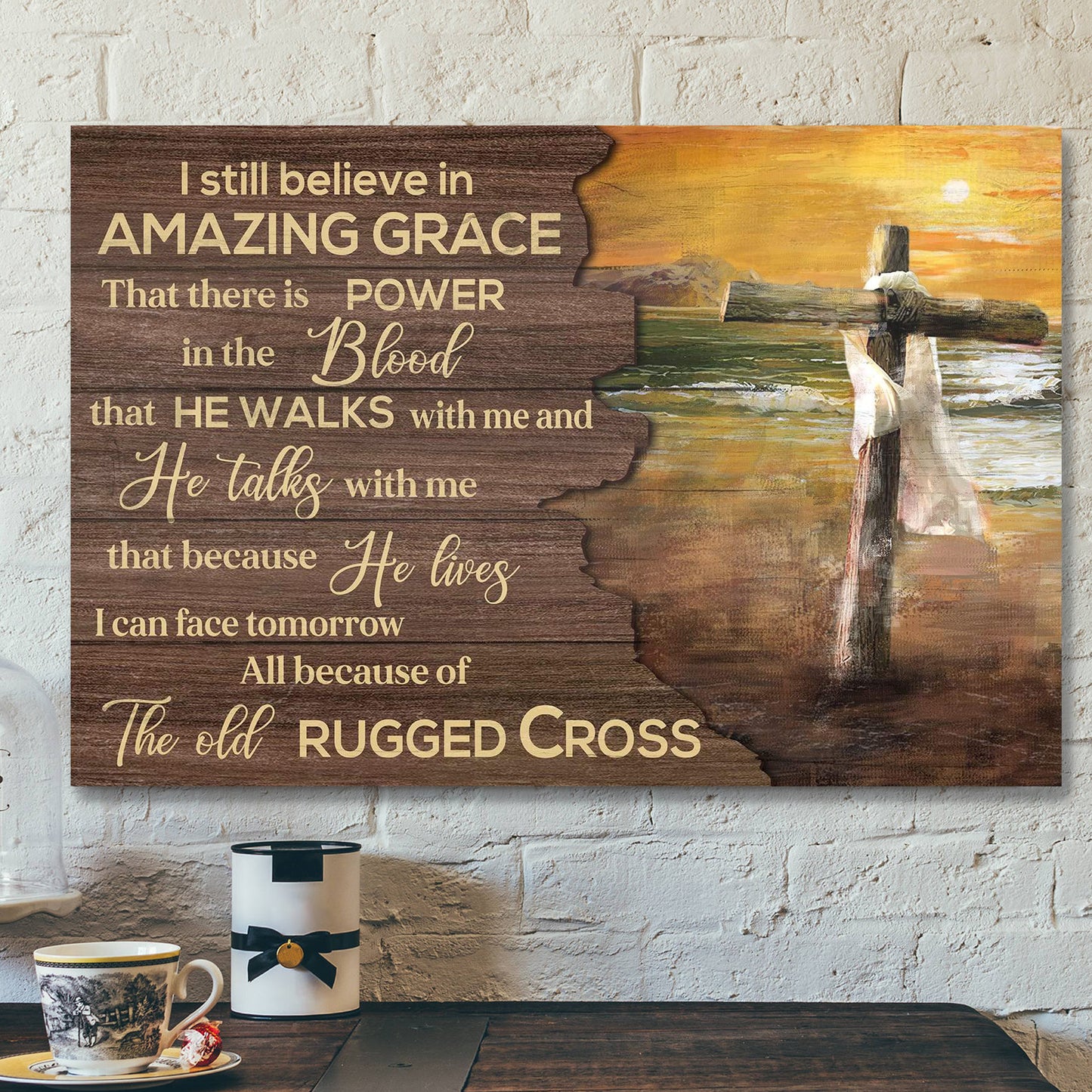 Sunset On The Beach - I Still Believe In Amazing Grace - Bible Verse Canvas - Scripture Canvas Wall Art - Ciaocustom
