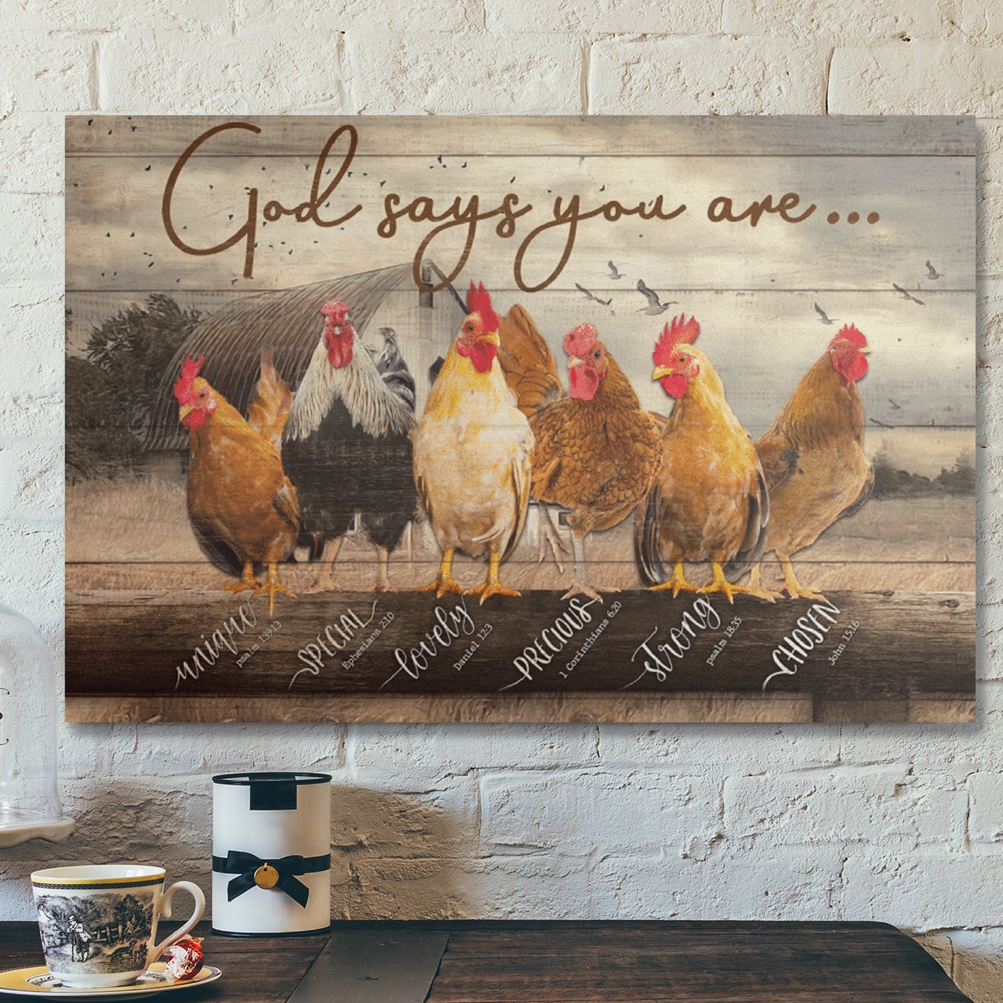 Bible Verse Wall Art Canvas - Chicken - God Says You Are 4 Canvas - Ciaocustom