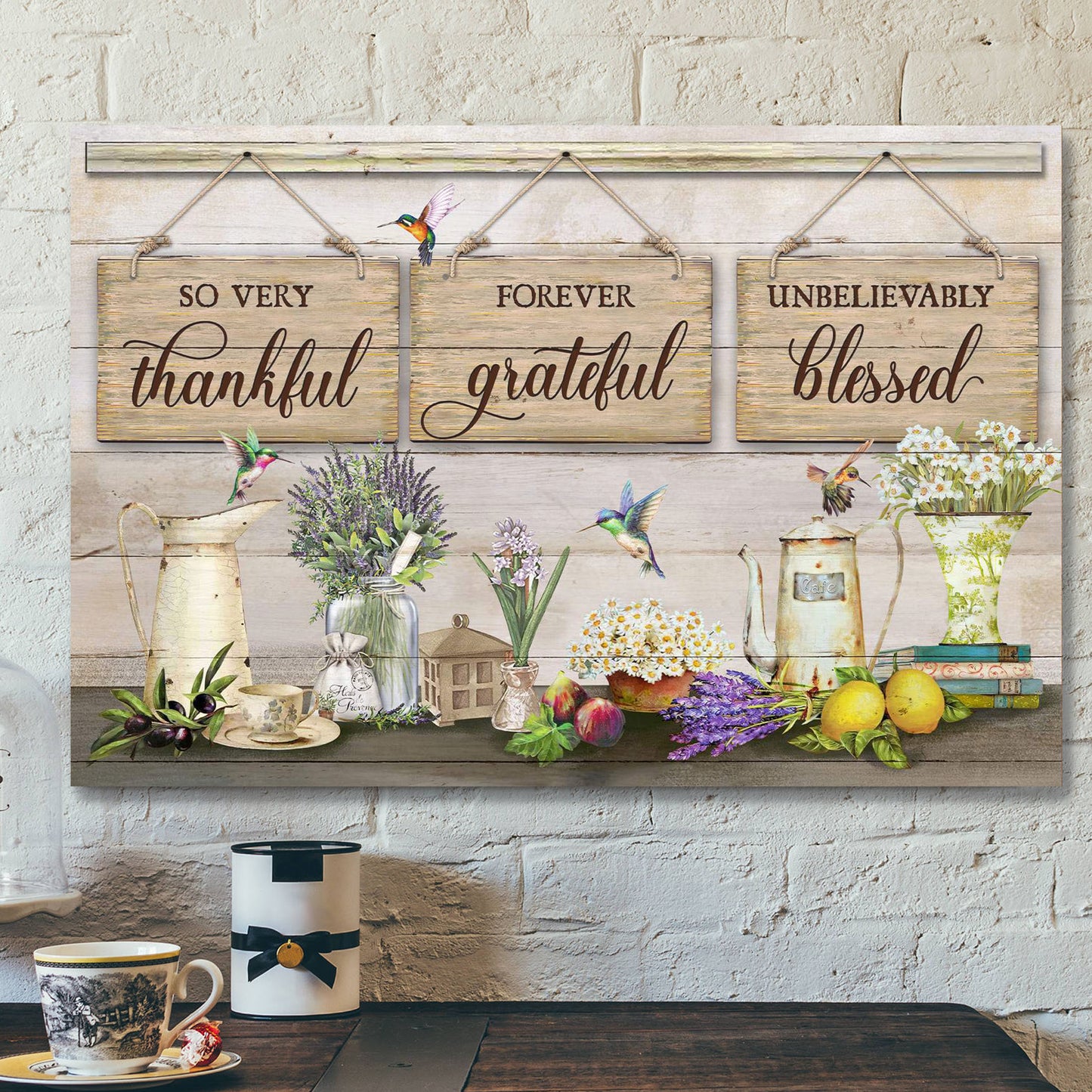 So Very Thankful Forever Grateful Unbelievably Blessed - Bible Verse Canvas - Scripture Canvas Wall Art - Ciaocustom