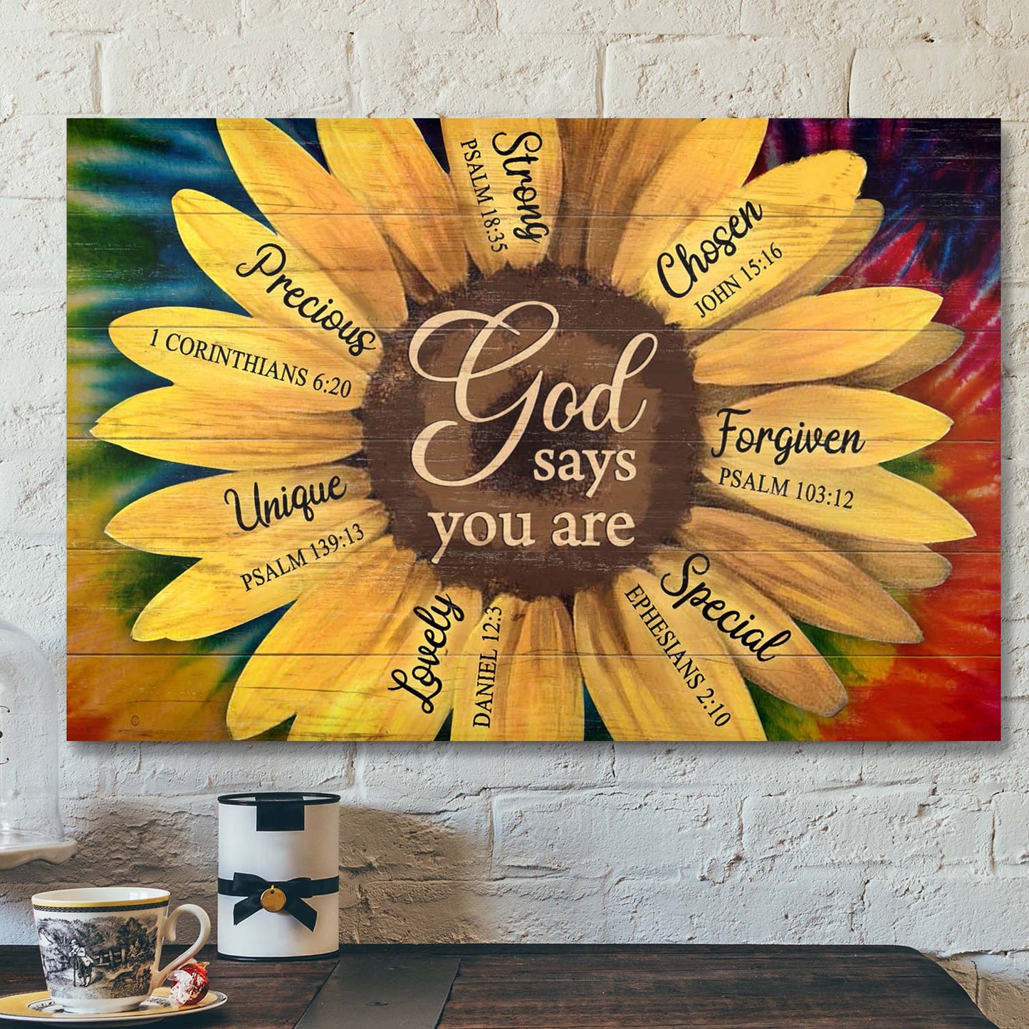 Great Sunflower - God Says You Are Canvas Wall Art - Bible Verse Canvas - Scripture Canvas Wall Art - Ciaocustom