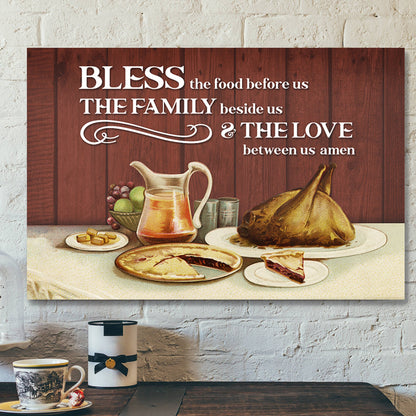 Bible Verse Canvas - Bless The Food Before Us Canvas - Thanksgiving Canvas - Scripture Canvas Wall Art - Ciaocustom