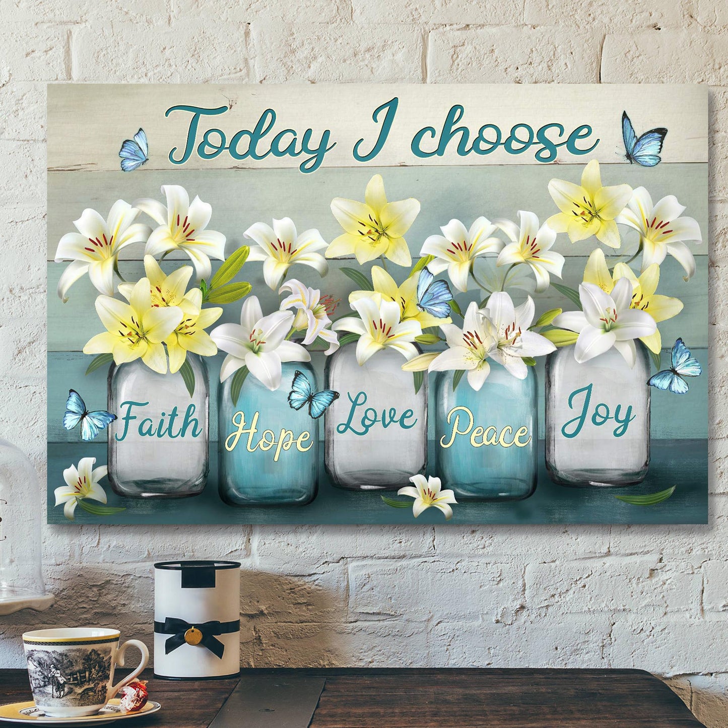 Lily In Jar - Today I Choose Joy Canvas Wall Art - Bible Verse Canvas - Scripture Canvas Wall Art - Ciaocustom