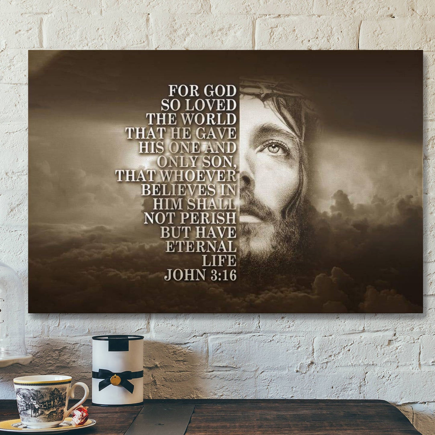 God Canvas Prints - Jesus Canvas Art - Bible Verse Wall Art For God So Loved The World John 316 Canvas Print - Ciaocustom