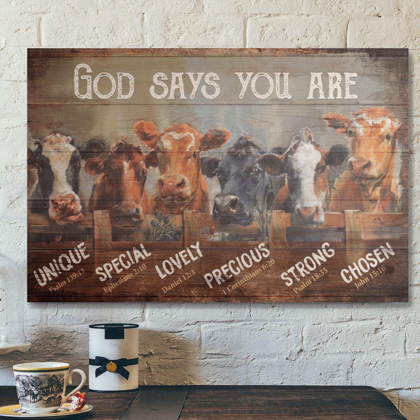 Bible Verse Wall Art Canvas - Cow - God Says You Are 1 Canvas - Ciaocustom