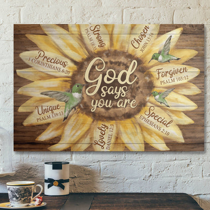 Bible Verse Wall Art Canvas - Green Hummingbird - God Says You Are Canvas - Ciaocustom