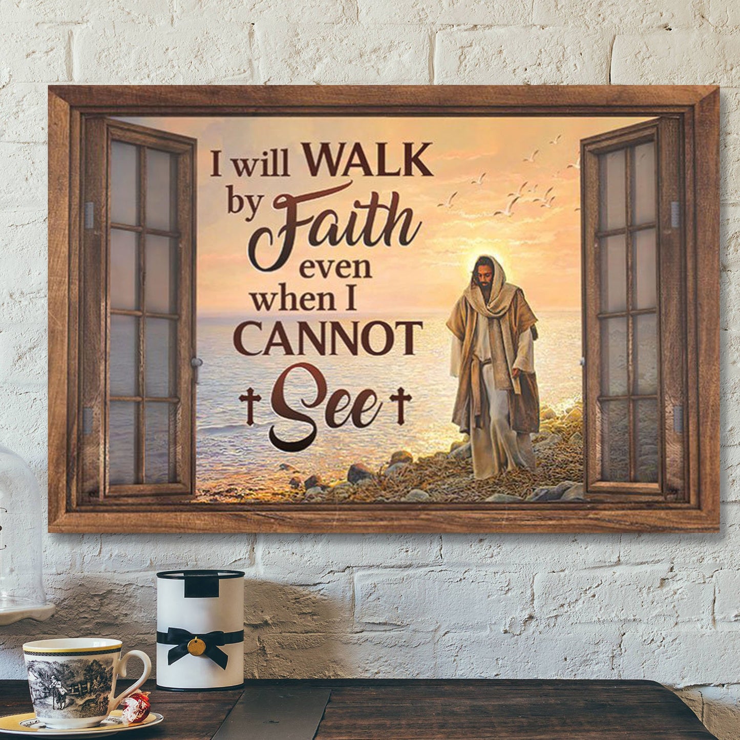 God Canvas - Bible Verse Canvas - I Will Walk By Faith Even I Cannot See - Special Jesus Canvas - Scripture Canvas - Ciaocustom