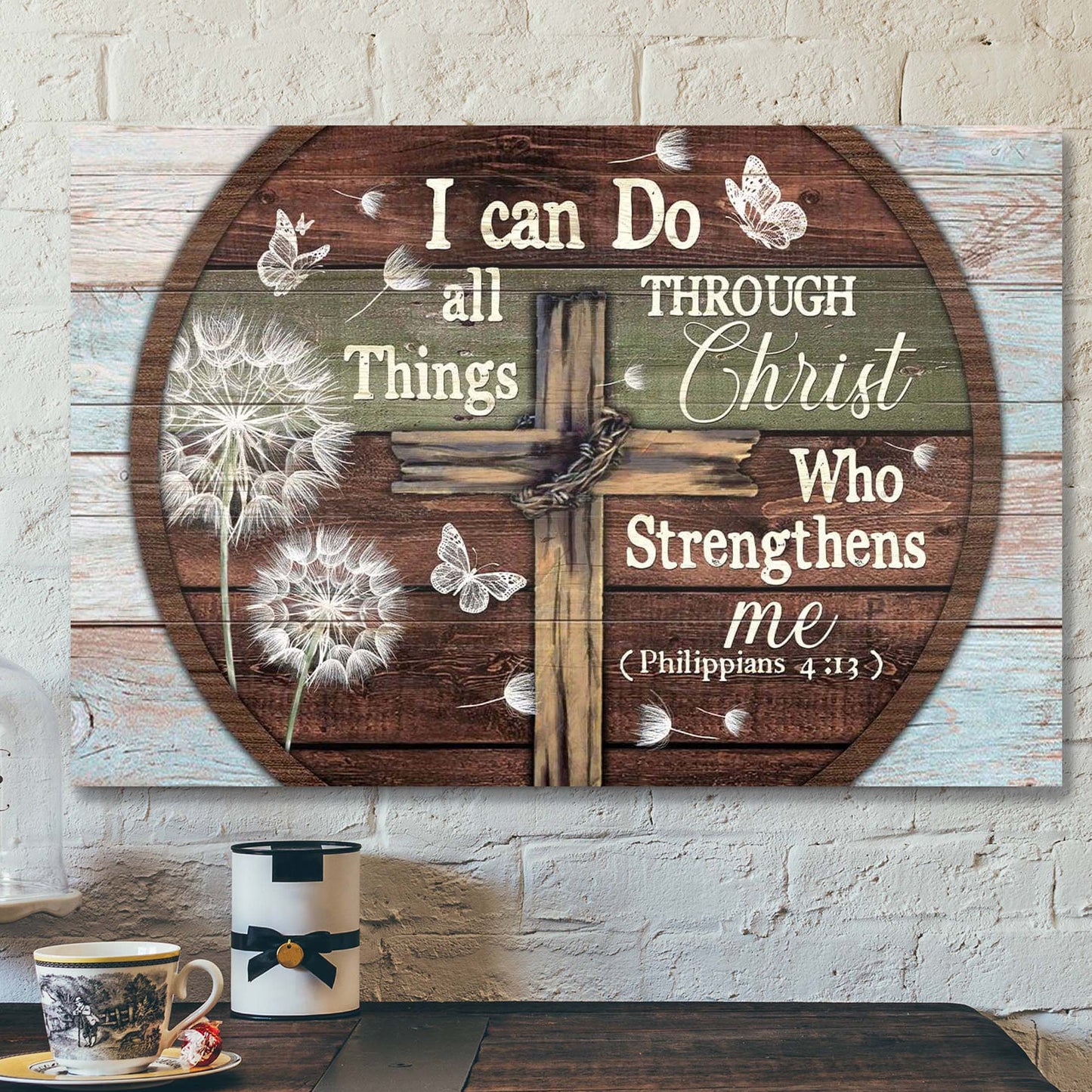 The Cross - I Can Do All Things Through Christ Canvas Wall Art - Bible Verse Canvas - Scripture Canvas Wall Art - Ciaocustom