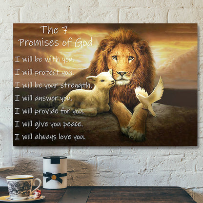 Lion - Lamb - Dove – The 7 Promises Of God I Will Be With You Wrapped Canvas - Bible Verse Canvas - Scripture Canvas Wall Art - Ciaocustom